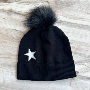 Women's Rachel Zoe Black Pom Pom Star Hat